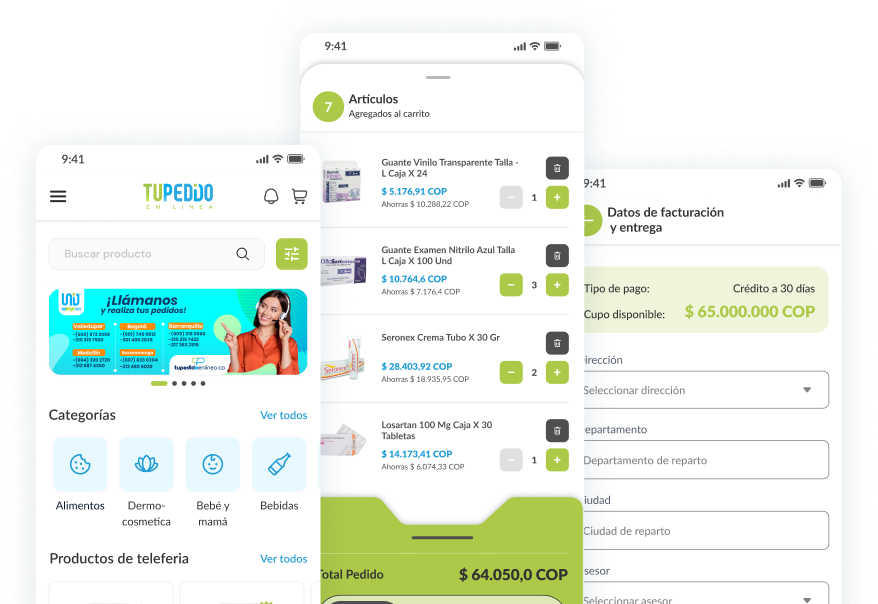 Aplicación Tu pedido en línea en un teléfono móvil